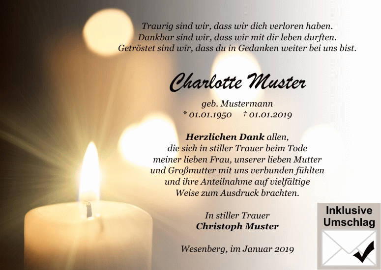 Danksagungen Trauer