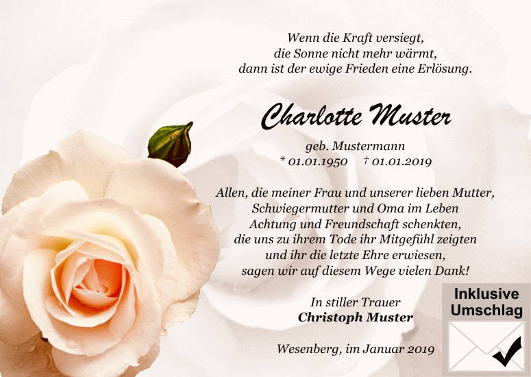 Danksagungen Trauer