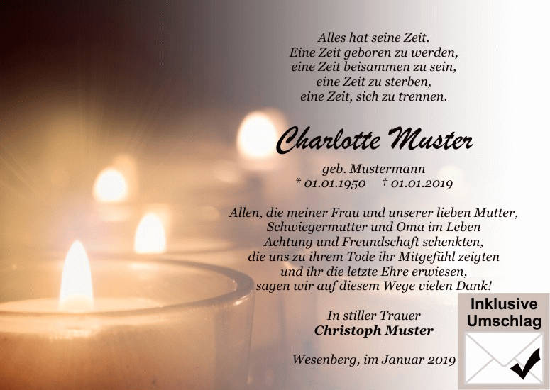 Danksagungen Trauer
