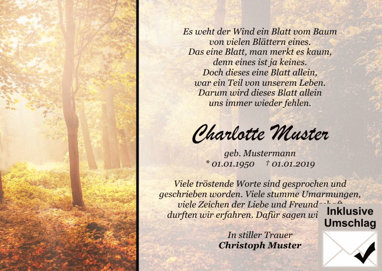 Danksagungen Trauer