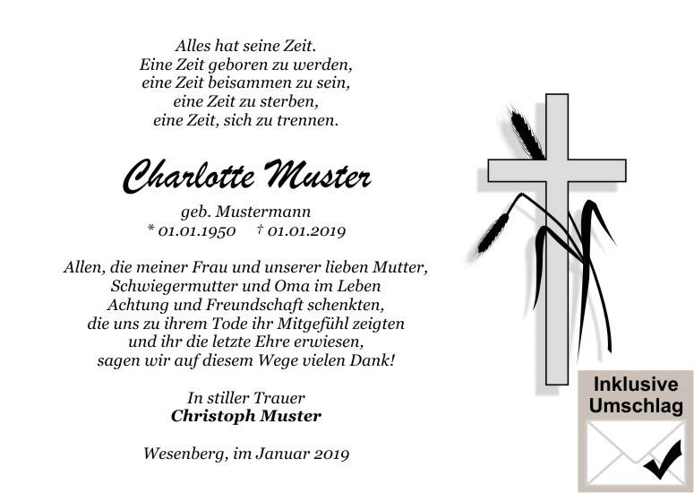 Danksagungen Trauer