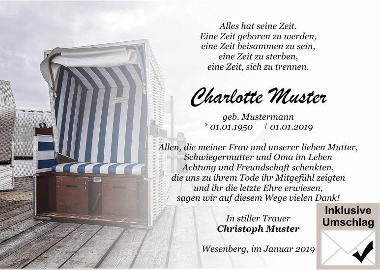 Danksagungen Trauer