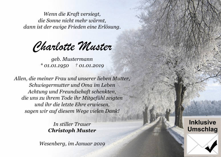 Danksagungen Trauer