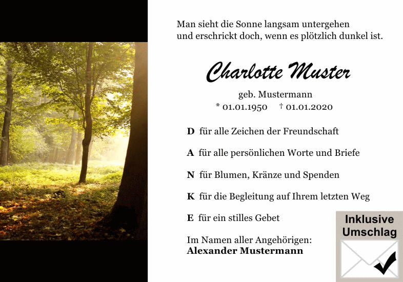 Danksagungen Trauer