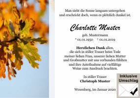 Danksagungen Trauer