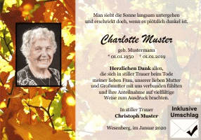Danksagungen Trauer