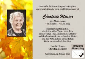 Danksagungen Trauer