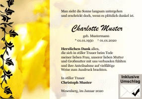 Danksagungen Trauer