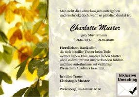 Danksagungen Trauer
