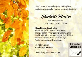 Danksagungen Trauer