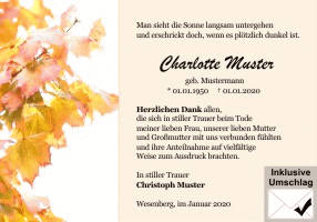 Danksagungen Trauer