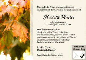 Danksagungen Trauer