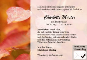 Danksagungen Trauer