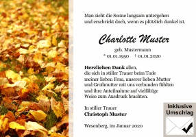 Danksagungen Trauer