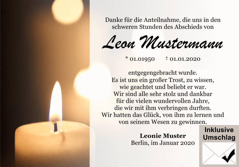 Danksagungen Trauer