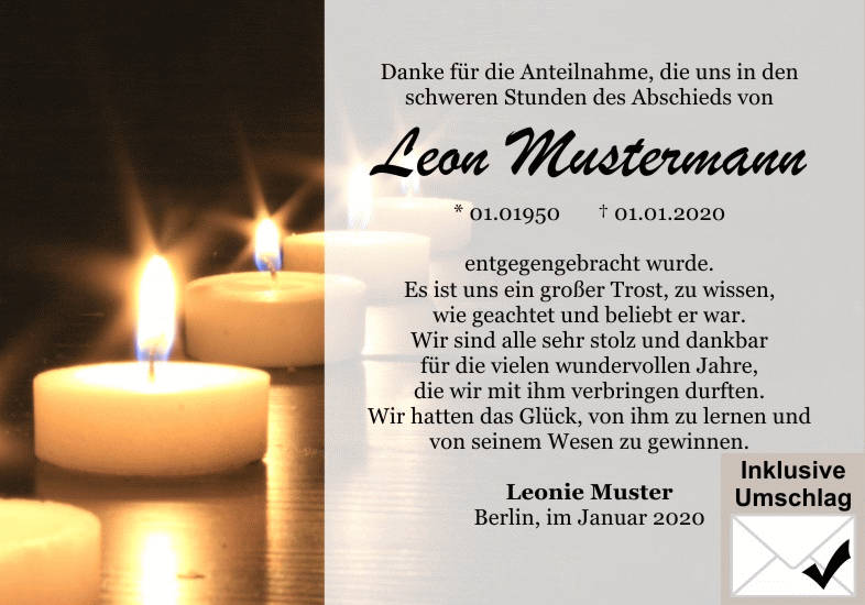 Danksagungen Trauer