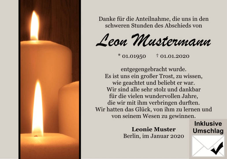 Danksagungen Trauer
