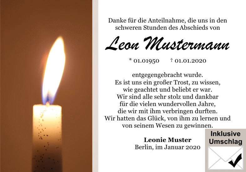 Danksagungen Trauer