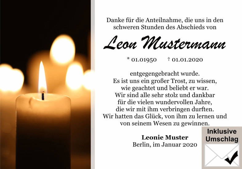 Danksagungen Trauer