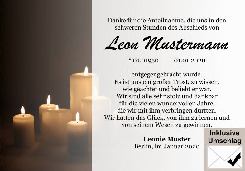 Danksagungen Trauer