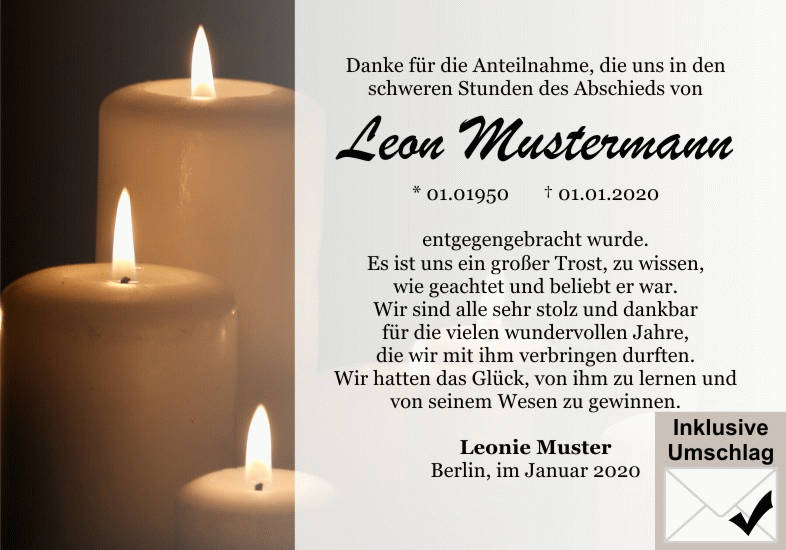 Danksagungen Trauer