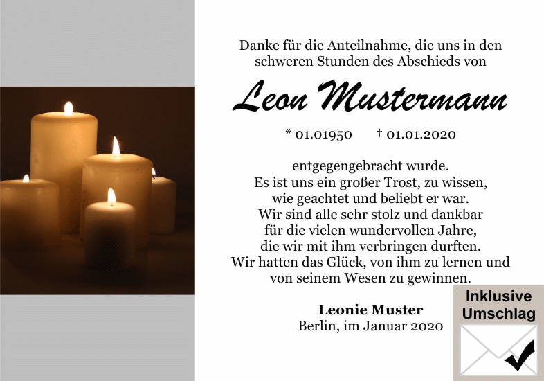 Danksagungen Trauer