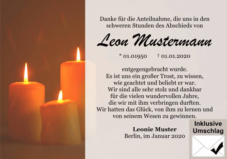 Danksagungen Trauer