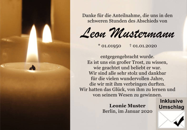 Danksagungen Trauer