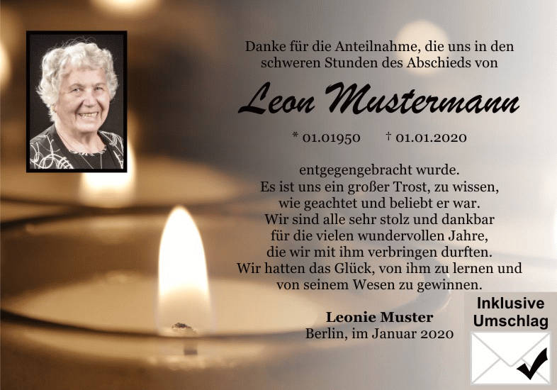 Danksagungen Trauer