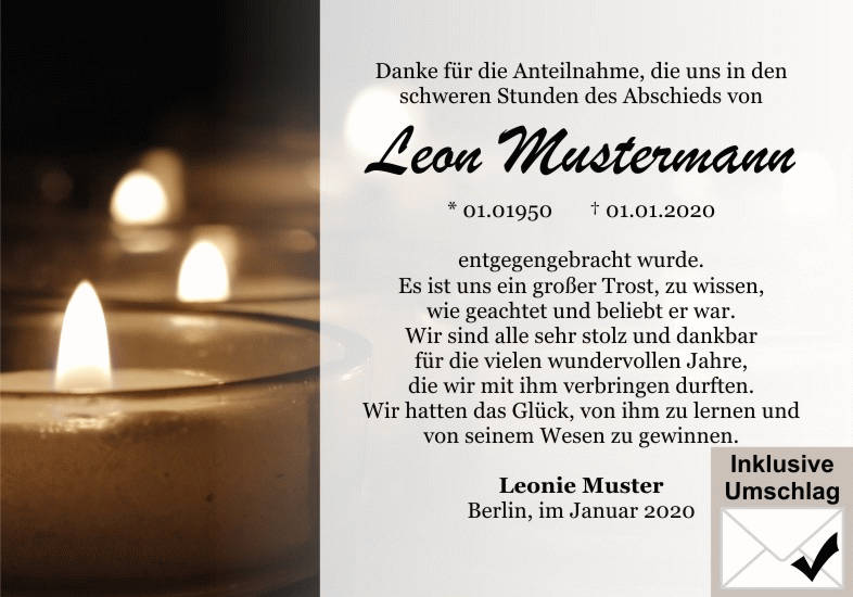 Danksagungen Trauer