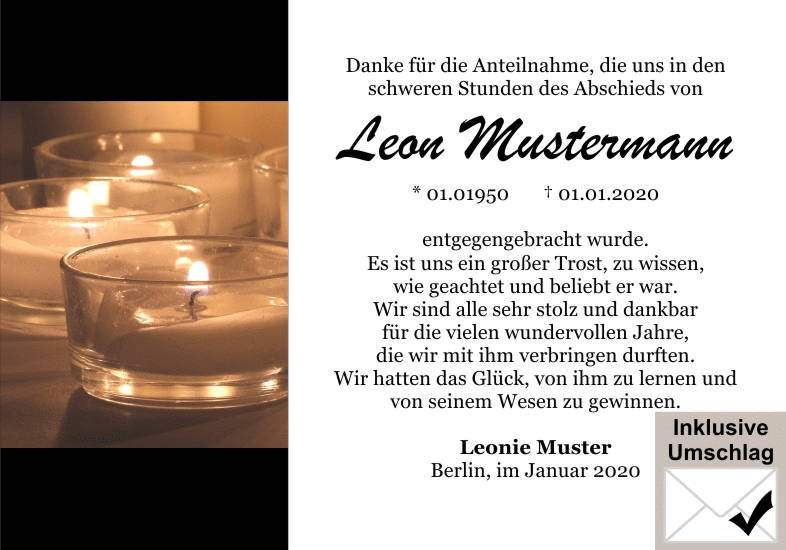 Danksagungen Trauer