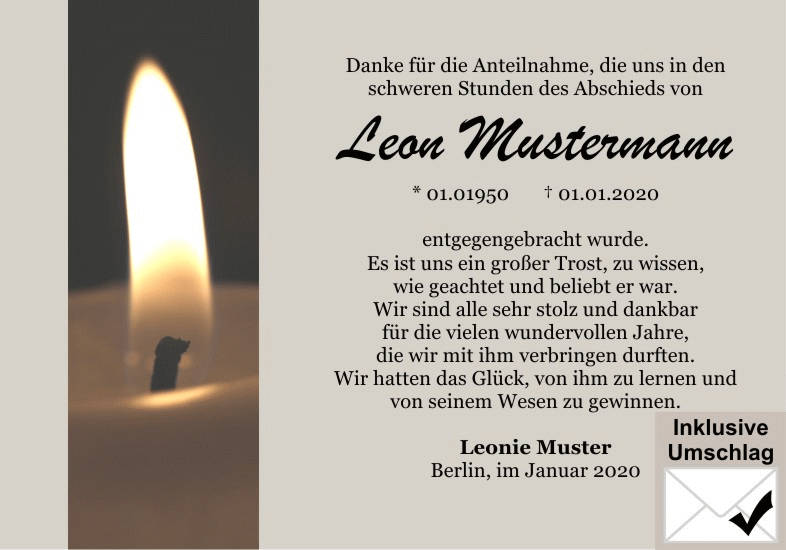 Danksagungen Trauer