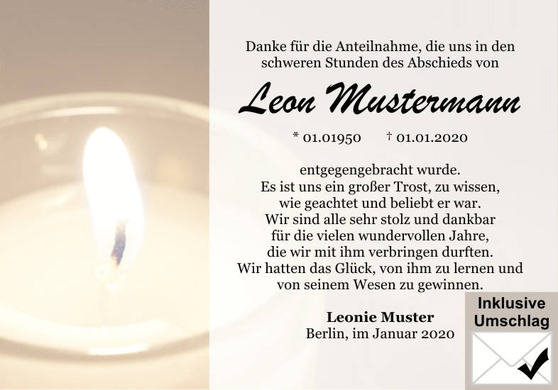 Danksagungen Trauer