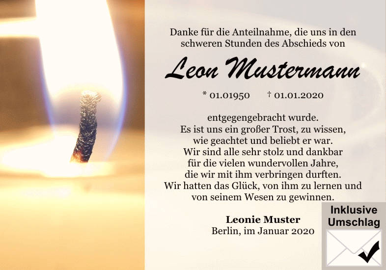 Danksagungen Trauer