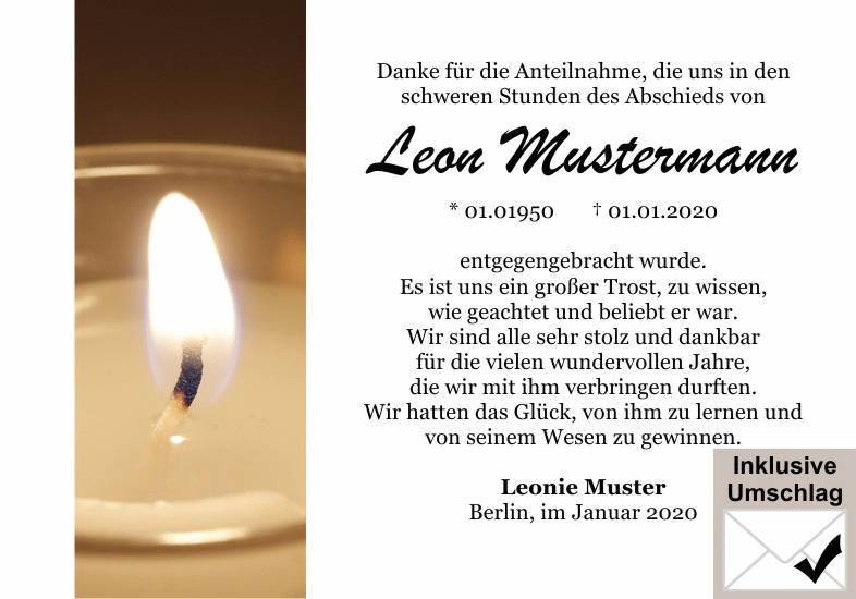 Danksagungen Trauer