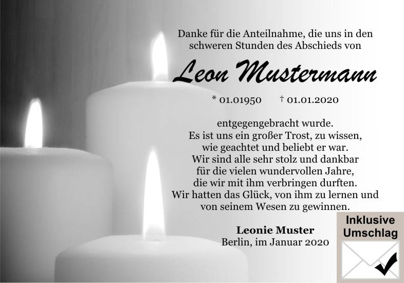 Danksagungen Trauer