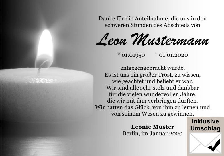 Danksagungen Trauer