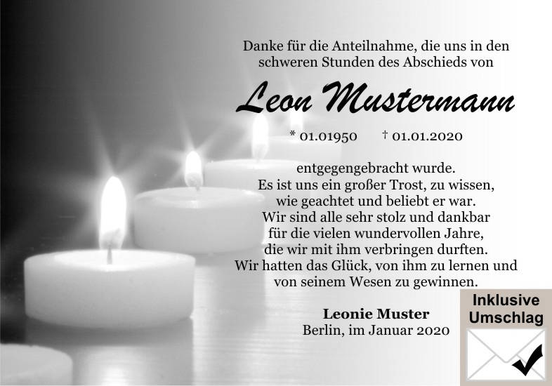 Danksagungen Trauer