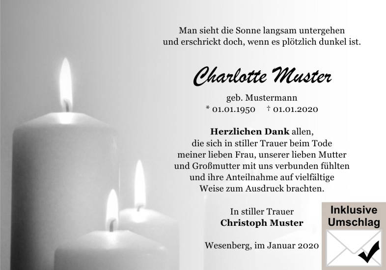 Danksagungen Trauer