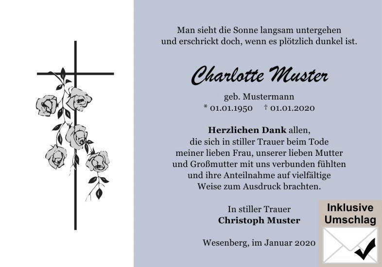Danksagungen Trauer