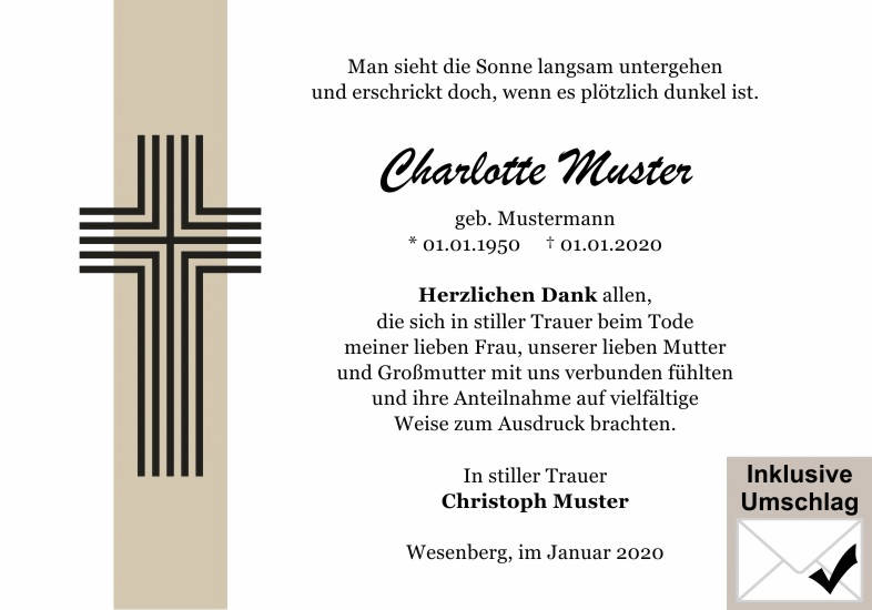 Danksagungen Trauer