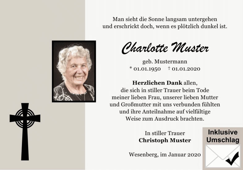Danksagungen Trauer