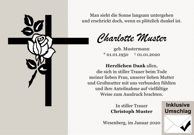 Danksagungen Trauer