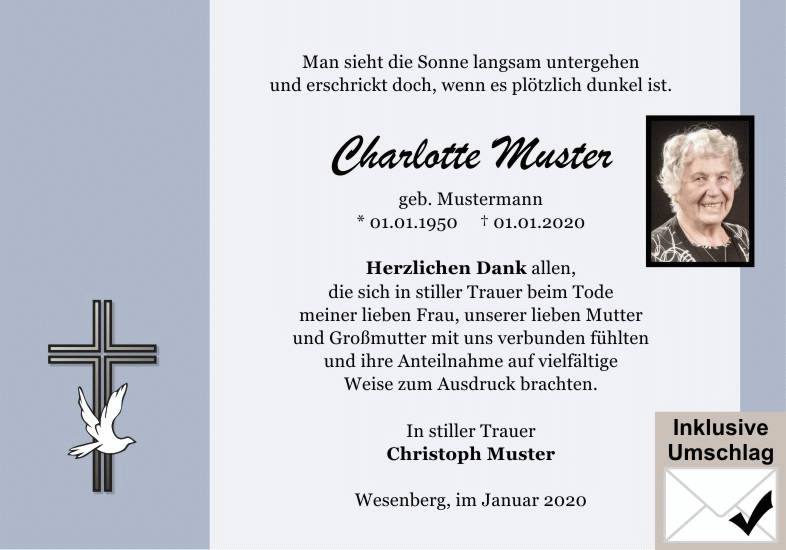 Danksagungen Trauer