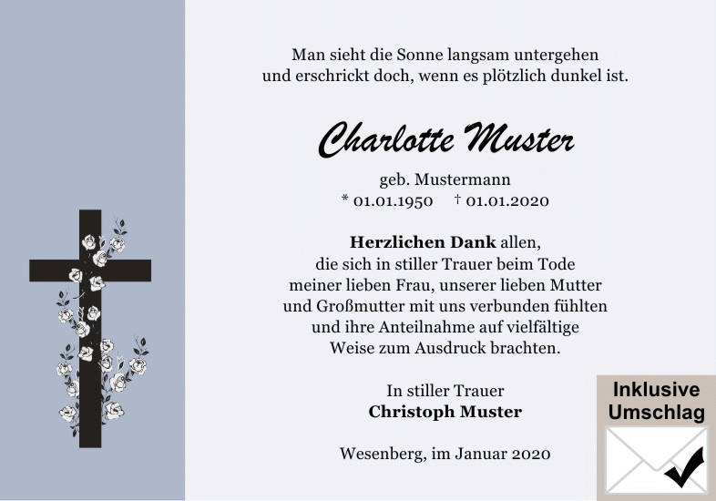 Danksagungen Trauer