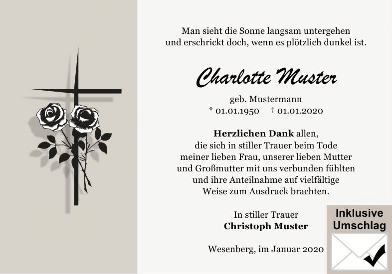 Danksagungen Trauer