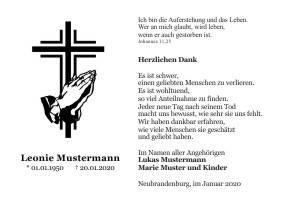 Danksagungen Trauer