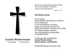 Danksagungen Trauer