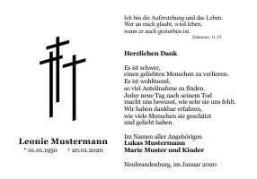 Danksagungen Trauer
