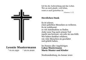 Danksagungen Trauer